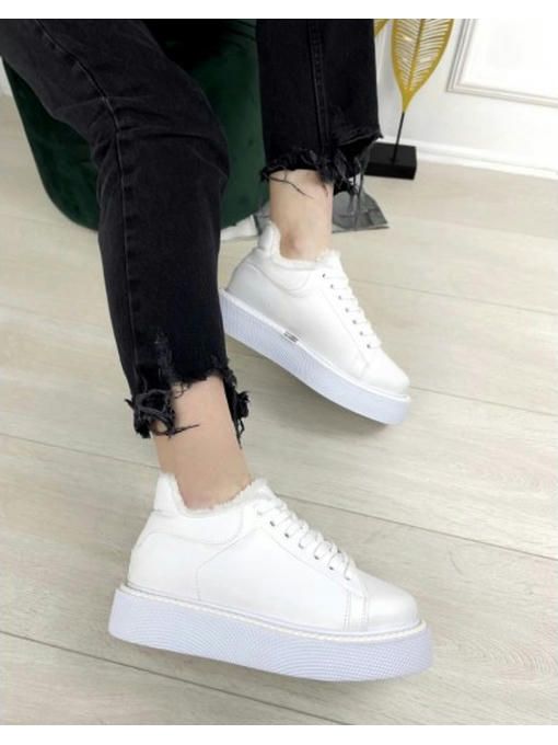 Кроссовки на высокой платформе c мехом