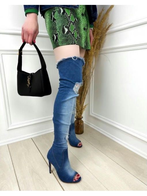 Джинсовые сапоги-ботфорты — изображение 4