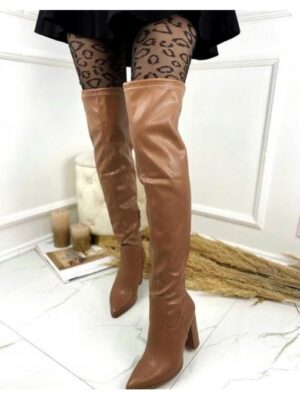 Ботфорты на каблуке, сверху на затяжке