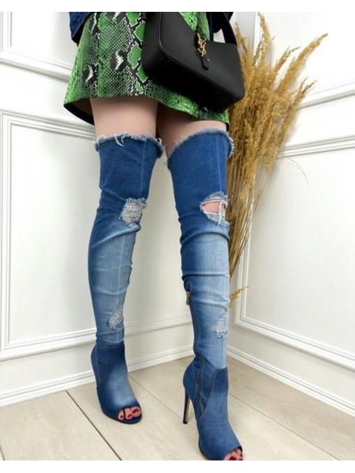 Джинсовые сапоги-ботфорты — изображение 10