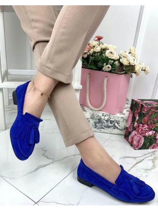 Туфли лоферы с кисточками замшевые — изображение 4