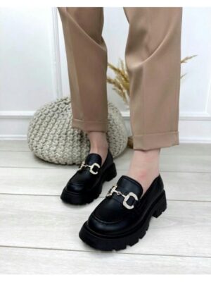 Туфли лоферы на тракторной подошве