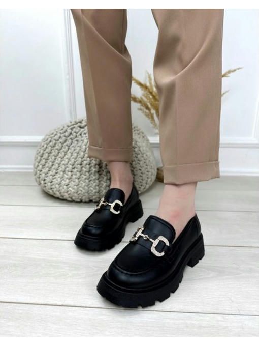 Туфли лоферы на тракторной подошве