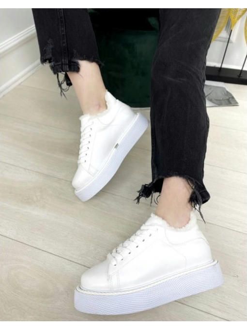 Кроссовки на высокой платформе c мехом — изображение 4