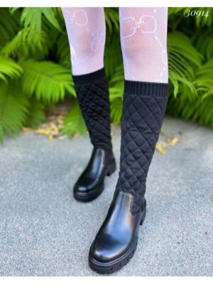 Сапоги с текстильной вставкой