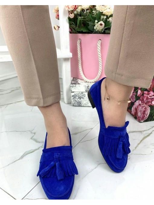 Туфли лоферы с кисточками замшевые — изображение 6