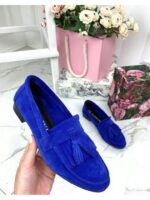 Туфли лоферы с кисточками замшевые