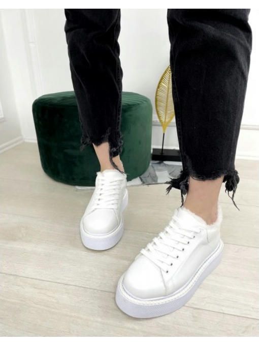 Кроссовки на высокой платформе c мехом — изображение 5