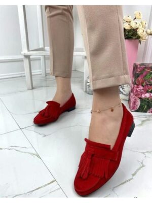 Туфли лоферы с кисточками замшевые