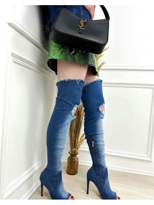 Джинсовые сапоги-ботфорты — изображение 8