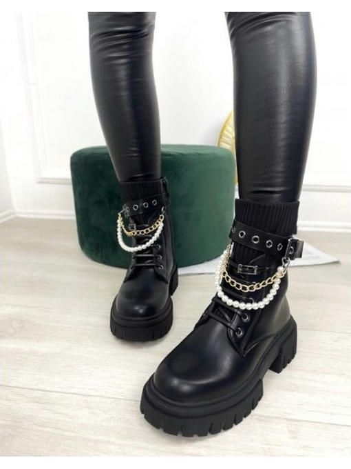 Ботинки демисезон украшение жемчуг