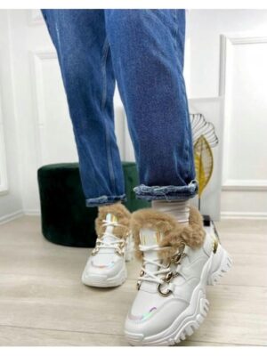 Кроссовки зимние с золотыми вставками