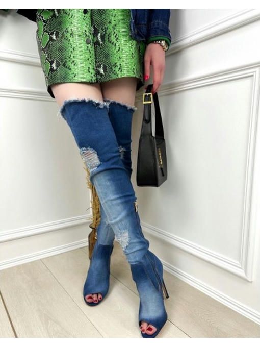 Джинсовые сапоги-ботфорты — изображение 7