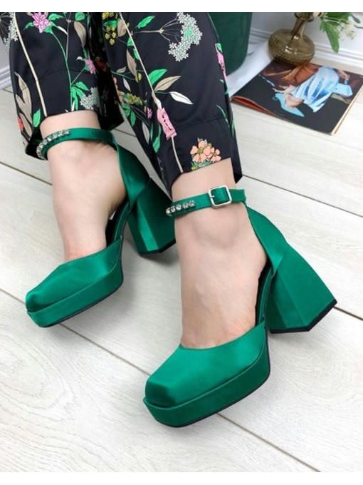 Туфли на широком каблуке атласные — изображение 3