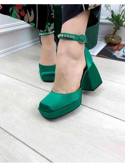 Туфли на широком каблуке атласные — изображение 4