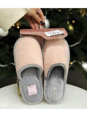 Домашние тапочки Розовые серые