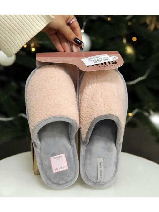 Домашние тапочки Розовые серые