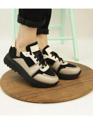 Кроссовки Черные бежевые