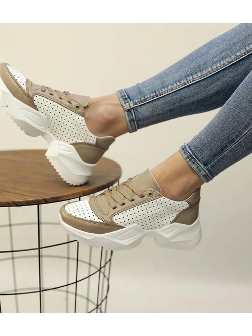 Кроссовки Белые бежевые — изображение 4