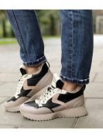 Кроссовки Черные бежевые