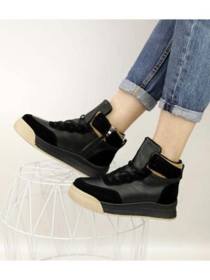 Кроссовки Черные бежевые