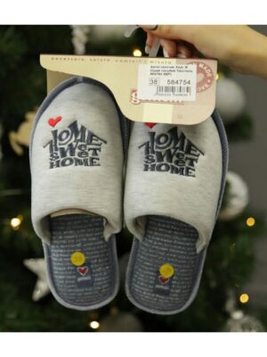 Домашние тапочки Серые голубые