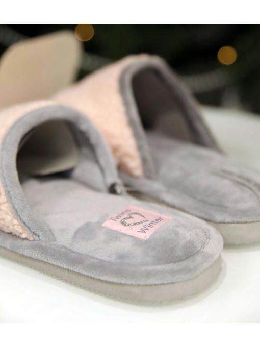 Домашние тапочки Розовые серые — изображение 3