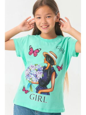 Хлопковая футболка для девочки Bonito