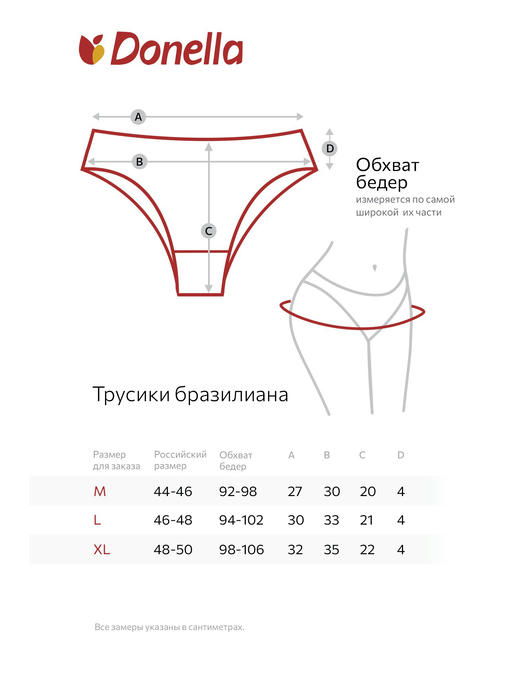 Женские трусы-бразилиана 5 шт. Donella — изображение 3