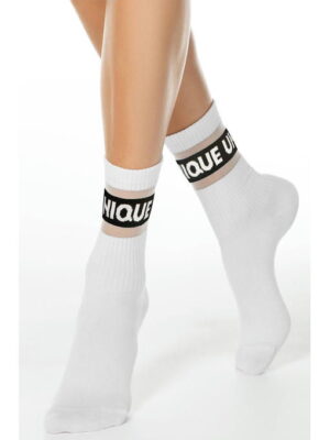 Удлиненные женские носки с полосками из прозрачной сетки Conte Elegant