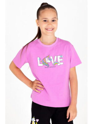 Хлопковая футболка с лайкрой для девочки Takro
