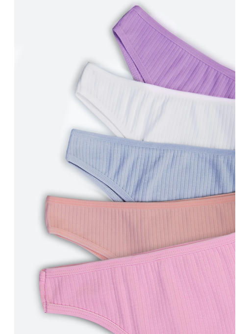 Женские трусы-бразилиана в рубчик 5 шт. Nicoletta — изображение 2