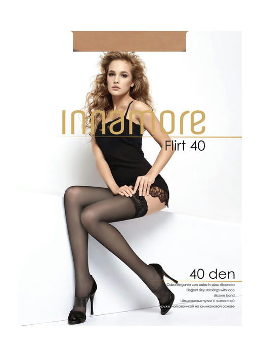 Женские чулки с элегантной кружевной резинкой на силиконовой основе 40 ден Innamore