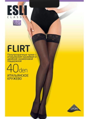 Женские капроновые чулки с кружевной резинкой на силиконовой основе 40 ден Esli