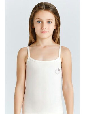 Майка с аппликацией из страз для девочки Baykar