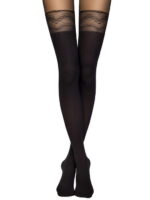 Женские плотные колготки с имитацией ажурных чулок 50 Conte Elegant