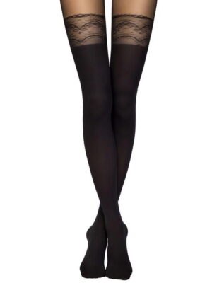 Женские плотные колготки с имитацией ажурных чулок 50 Conte Elegant