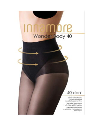 Женские прозрачные шелковистые колготки с высокими утягивающими трусиками 40 Innamore