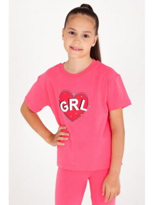 Хлопковая футболка с лайкрой для девочки Takro