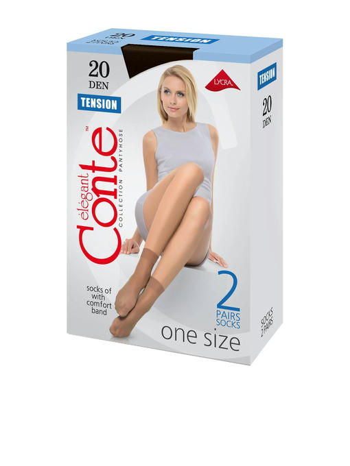 Женские эластичные капроновые носки 20 ден 2 пары Conte Elegant