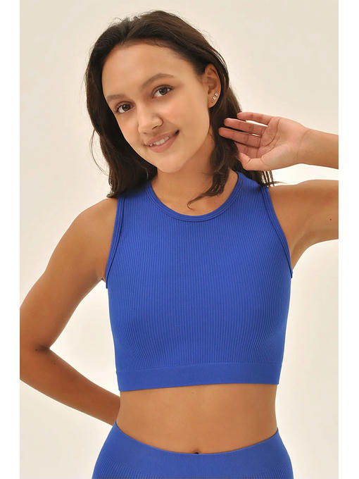 MY Топ женский TOP SENZA MANICHE RIB (1/100) classic (синий)
