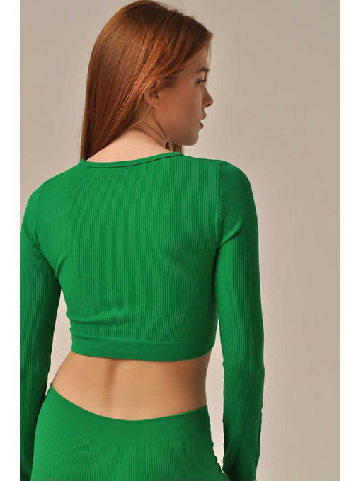 MY Топ женский TOP MANICA LUNGA RIB (1/45) tea (зеленый чай) — изображение 3