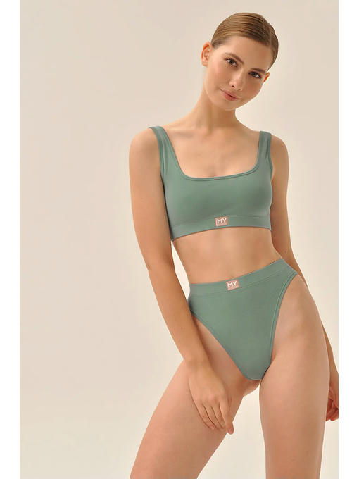 MY Трусы стринги высокие жен. хлопок (зеленый) — изображение 2