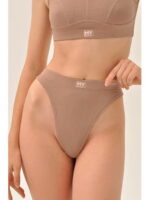 MY Трусы стринги высокие жен. хлопок (коричневый)