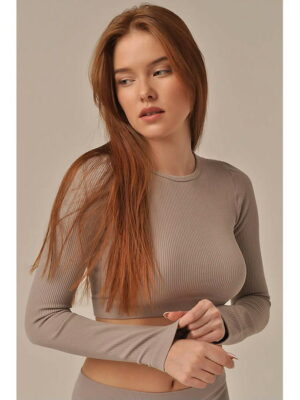 MY Топ женский TOP MANICA LUNGA RIB (1/45) (льняной)