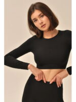 MY Топ женский TOP MANICA LUNGA RIB (1/45) (черный)