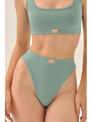 MY Трусы стринги высокие жен. хлопок (зеленый)