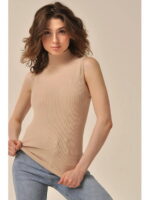 MY Топ женский TOP SLEEVELESS LONG RIB (1/70) latte (латте кремовый)