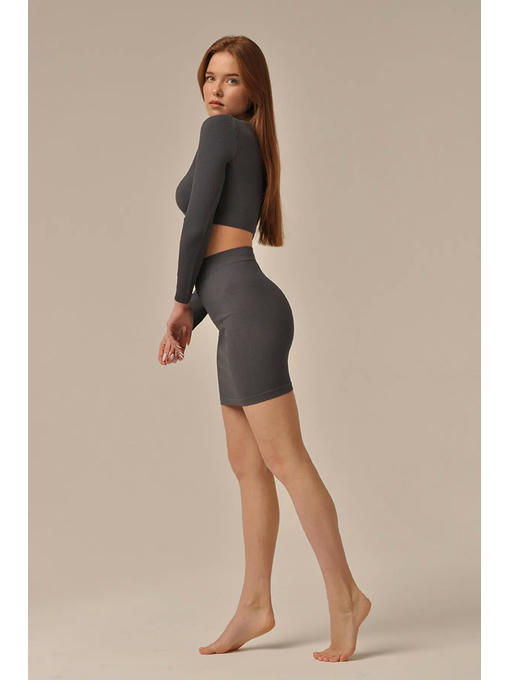 MY Топ женский TOP MANICA LUNGA RIB (1/45) (графит) — изображение 2