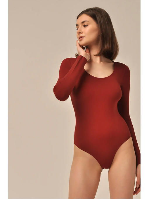 MY Боди женское BODY MANICA LUNGA (1/47) (темно-вишневый)